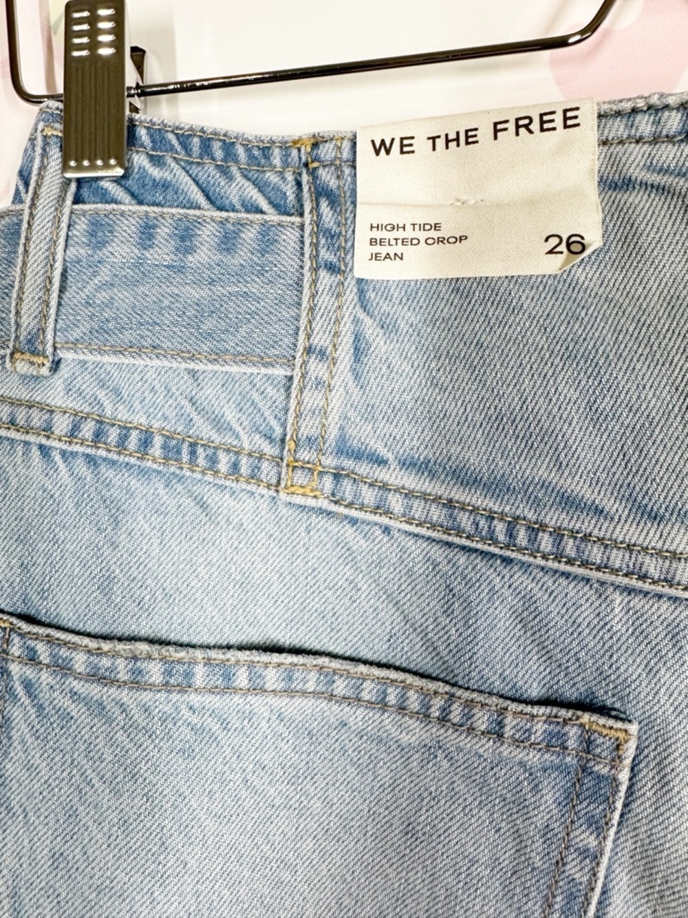 NEW Free People We The Free High Tide Belted Crop Oasis Blue Denim Jeans XS - Picture 10 of 13